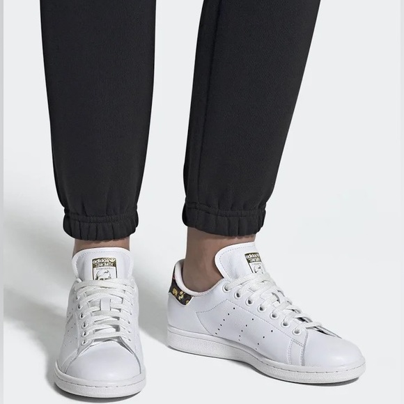Adidas Stan Smith Floral White/Gold Sneakers Size 6 - Picture 4 of 16